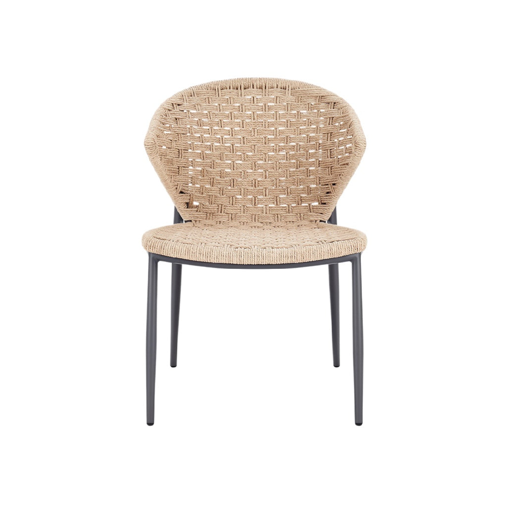 Modern Woven Dining Chair with Metal Legs