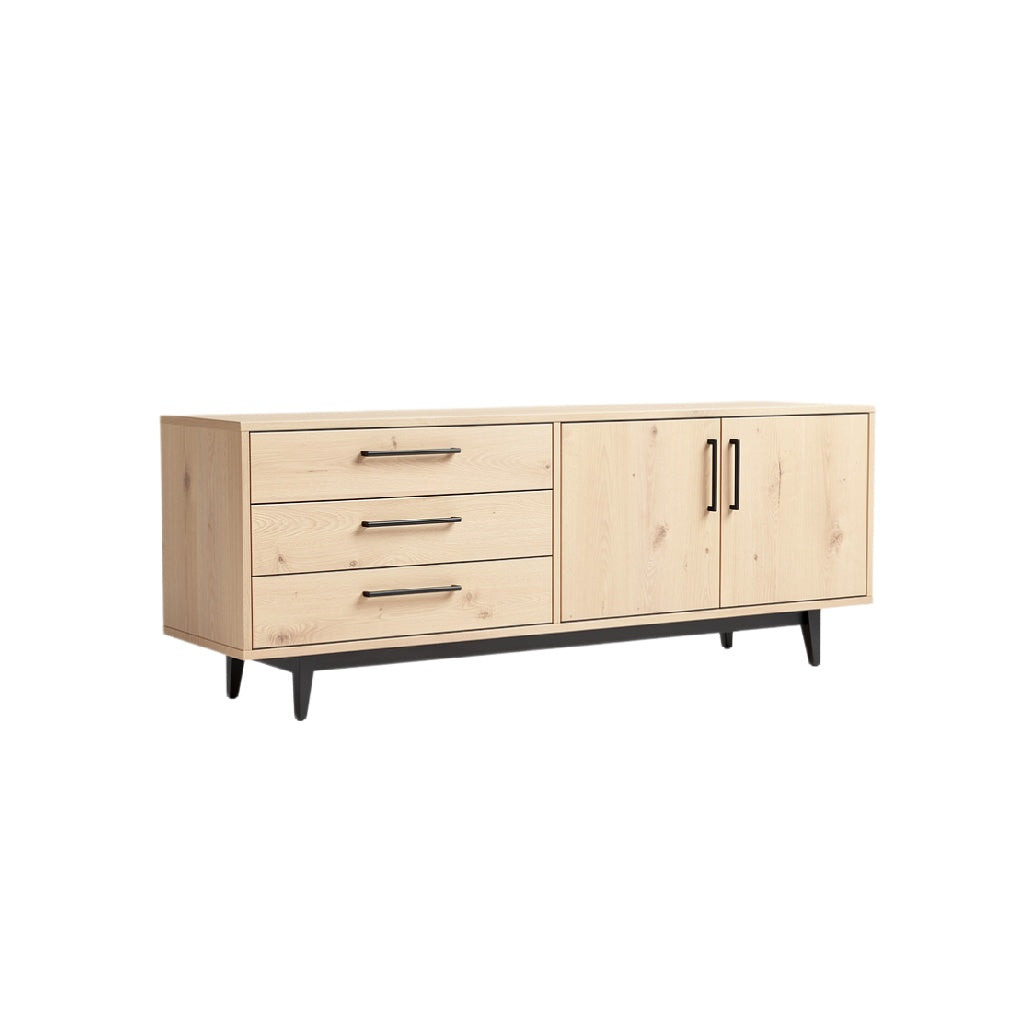 Modern Minimalist Wooden Sideboard with Steel Legs and Storage Drawers