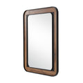 Modern Wall Mirror with Wooden Frame and Black Accents